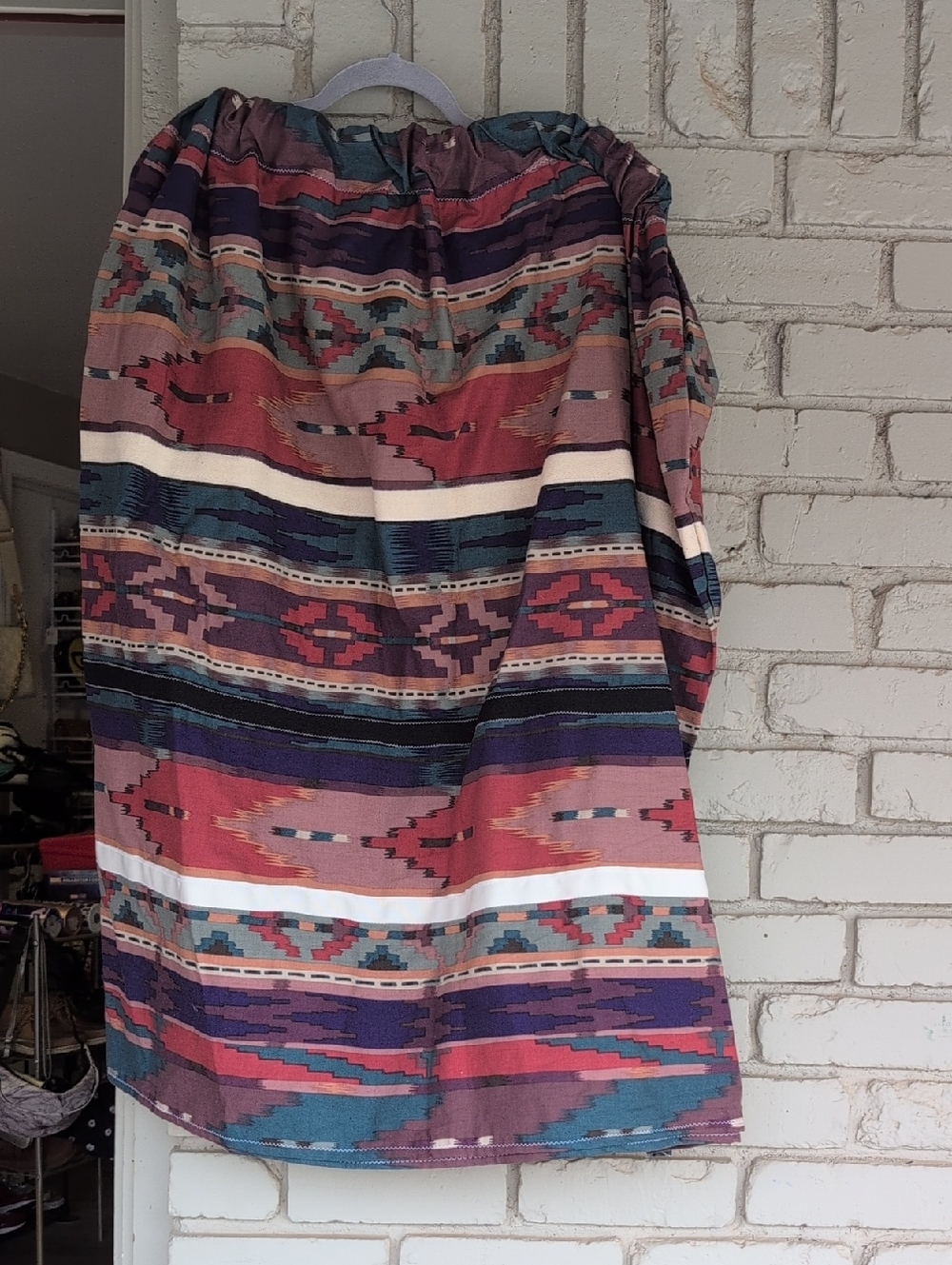 Boho Aztec Stripe Ribbon Skirt in Rust, Teal & Navy